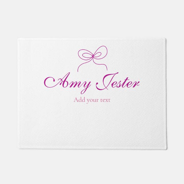 magenta bow name monogram scribble illustration  doormat (Front)