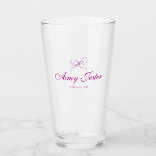 magenta bow name monogram scribble illustration glass