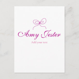 magenta bow name monogram scribble illustration postcard