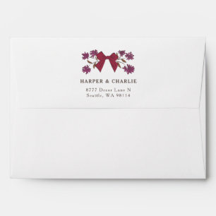 Magenta Bow Wedding Return Address  Envelope
