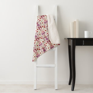 Magenta Bows and Blossoms Rustic Sherpa Blanket