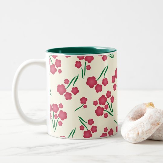 Magenta Bubble Flower Pink Flowers Spring Floral Two-Tone Coffee Mug