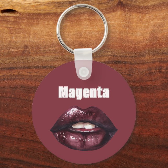 Magenta Burgundy Red Lips   Key Ring (Front)