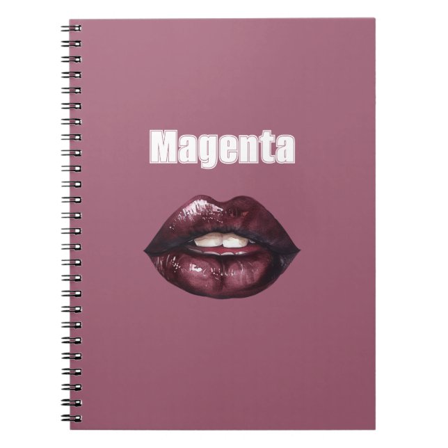 Magenta Burgundy Red Lips Notebook (Front)
