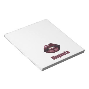 Magenta Burgundy Red Lips Notepad