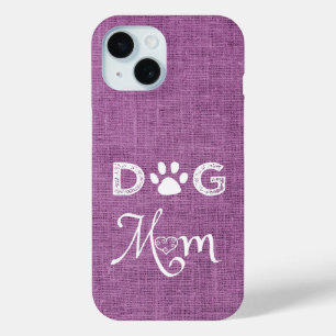 Magenta Burlap Dog Mum iPhone Case