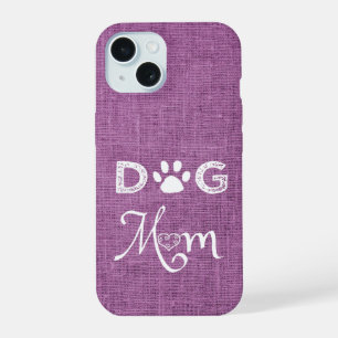 Magenta Burlap Dog Mum iPhone Case