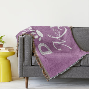 Magenta Burlap Dog Mum Throw Blanket