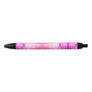 Magenta Butterfly Black Ink Pen