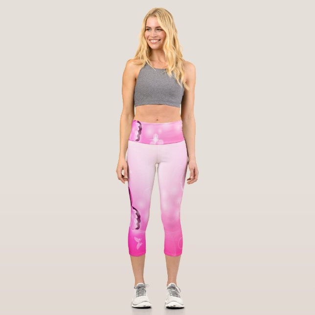 Magenta Butterfly Capri Leggings (Front)