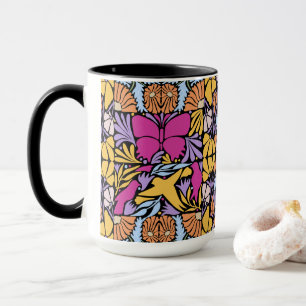Magenta Butterfly In Botanical Mug