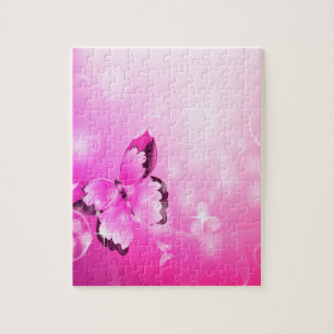 Magenta Butterfly Jigsaw Puzzle