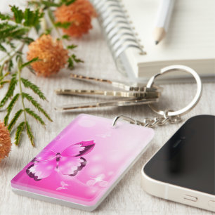 Magenta Butterfly Key Ring