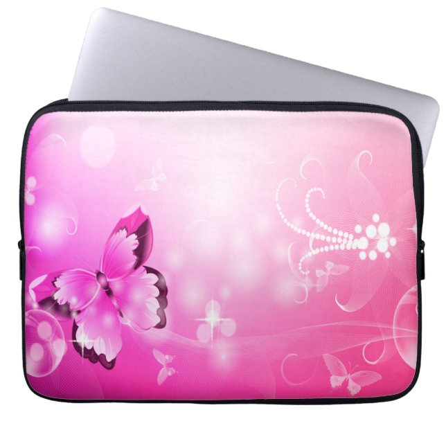 Magenta Butterfly Laptop Sleeve (Front)