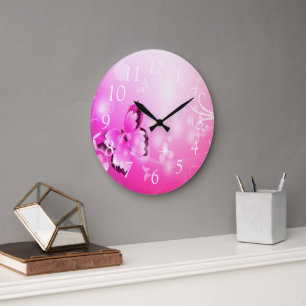 Magenta Butterfly Large Clock