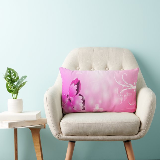 Magenta Butterfly Lumbar Cushion (Chair)