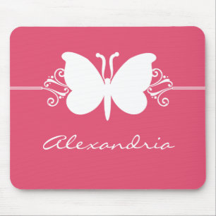 Magenta Butterfly Swirls Mousepad
