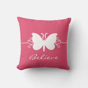 Magenta Butterfly Swirls Pillow