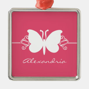 Magenta Butterfly Swirls Premium Ornament