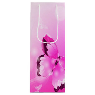 Magenta Butterfly Wine Gift Bag