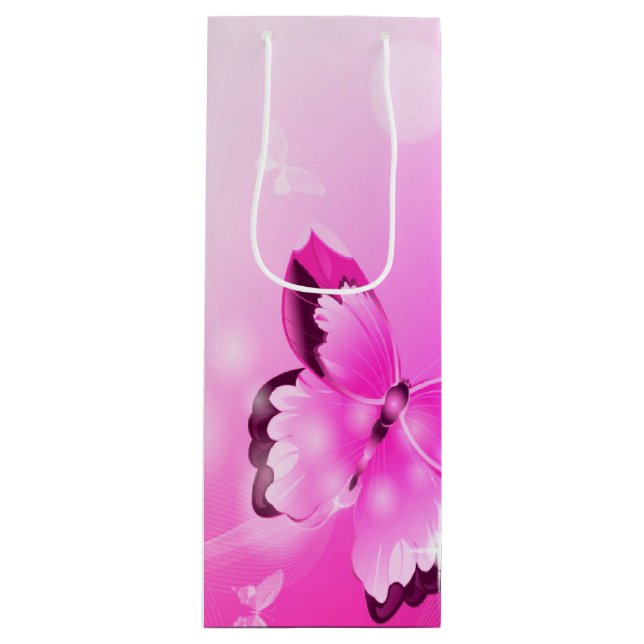 Magenta Butterfly Wine Gift Bag (Front)