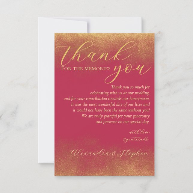 Magenta Calligraphy Couple Name Monogram Photo Thank You Card (Front)
