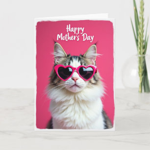 Magenta Cat Mothers Day Card