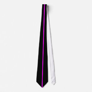 Magenta Centred Thin Vertical Line on Black Tie