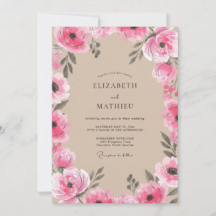 Magenta Charming Country Wedding Invitation