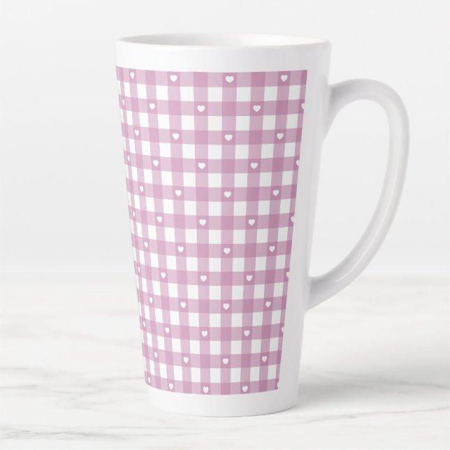 Magenta Checks Latte Mug (Right)