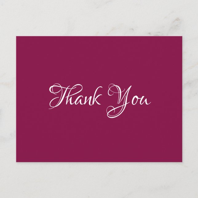 Magenta Chic Event Wedding Gift Budget Thank You Postcard (Front)