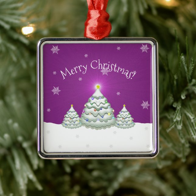 Magenta Christmas Tree Ceramic Ornament (Tree)