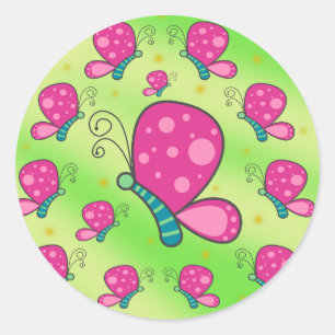 Magenta Color Butterfly Stickers