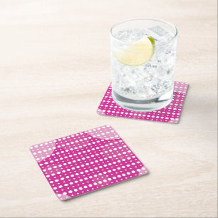 Magenta Coloured Abstract Polka Dots (Dark) g9 Square Paper Coaster