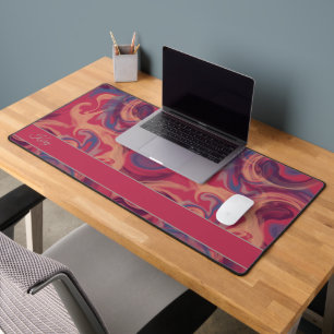 Magenta & Colourful Swirling Watercolor Custom Desk Mat