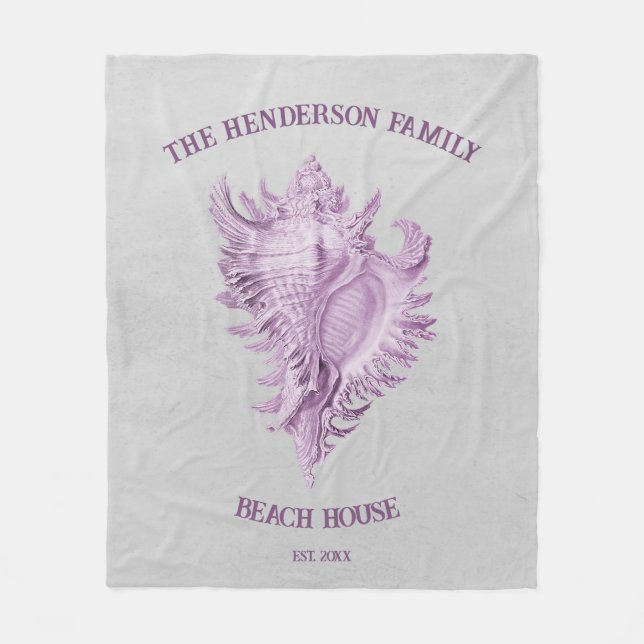 Magenta Conch Shell Fleece Blanket (Front)