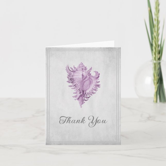 Magenta Conch Shell Thank You Card (Front)