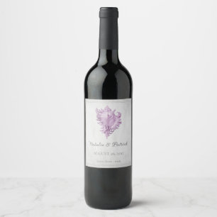 Magenta Conch Shell Wedding Wine Label