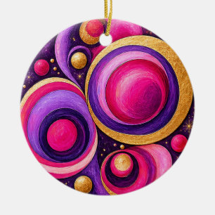 Magenta Cosmic Bubble Abstract Pattern Ceramic Ornament