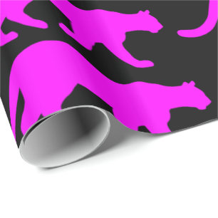 Magenta Cougar Silhouette Wrapping Paper