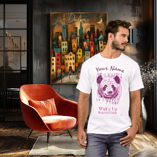 Magenta Cyber Panda – Custom Name Wake Up Reality  T-Shirt