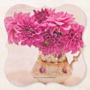 Magenta Dahlias Paper Coaster