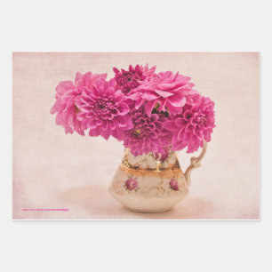 Magenta Dahlias  Wrapping Paper Sheet
