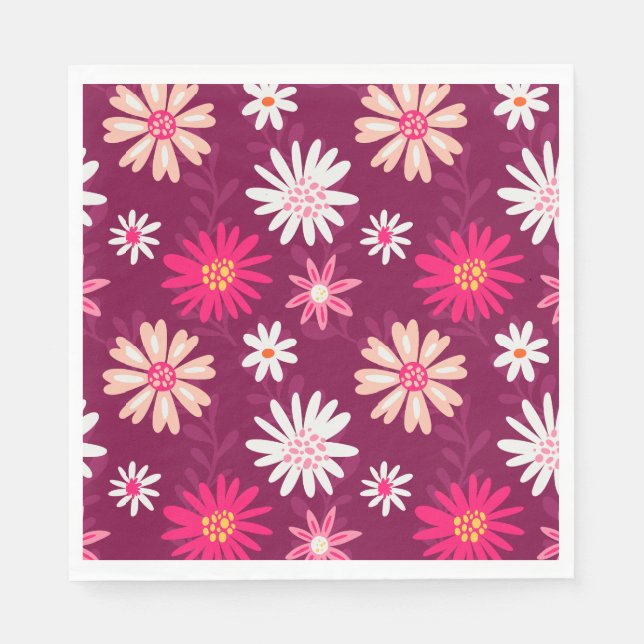 Magenta Daisy Design Napkin (Front)