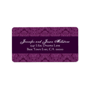 Magenta Damask Wedding Label