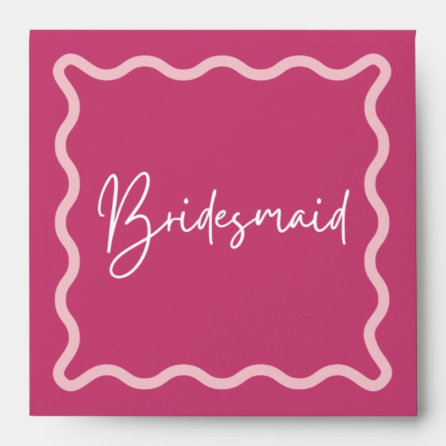 Magenta Dark Pink Wavy Aesthetic Bridesmaid  Envelope (Front)