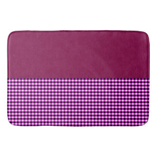 Magenta Denim And Tartan, Memory Foam Bathmat