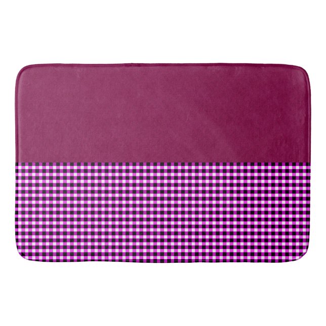 Magenta Denim And Tartan, Memory Foam Bathmat (Front)