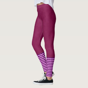 Magenta Denim And Tartan Socks, Leggings