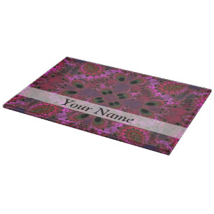 Magenta digital fractal pattern cutting board